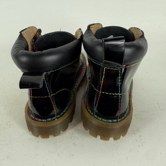Dr. Martens Boots Kids 10 Black Patent Leather Lace-Up Round Toe Hiking - Picture 7 of 11